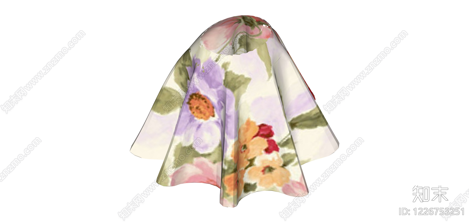 水彩花卉图案半身裙SU模型下载【ID:1226753251】