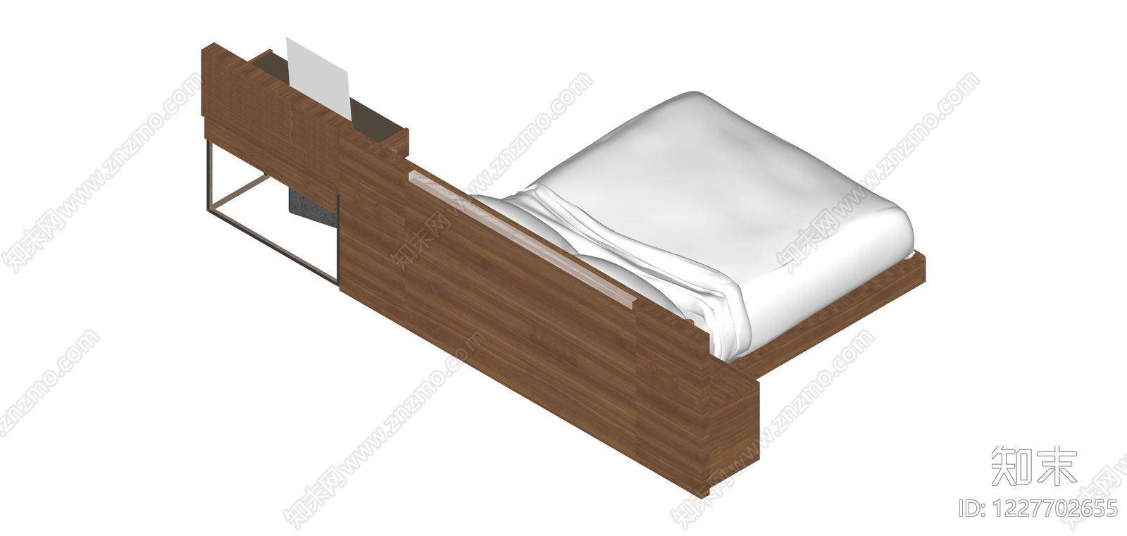 现代木质床具组合SU模型下载【ID:1227702655】