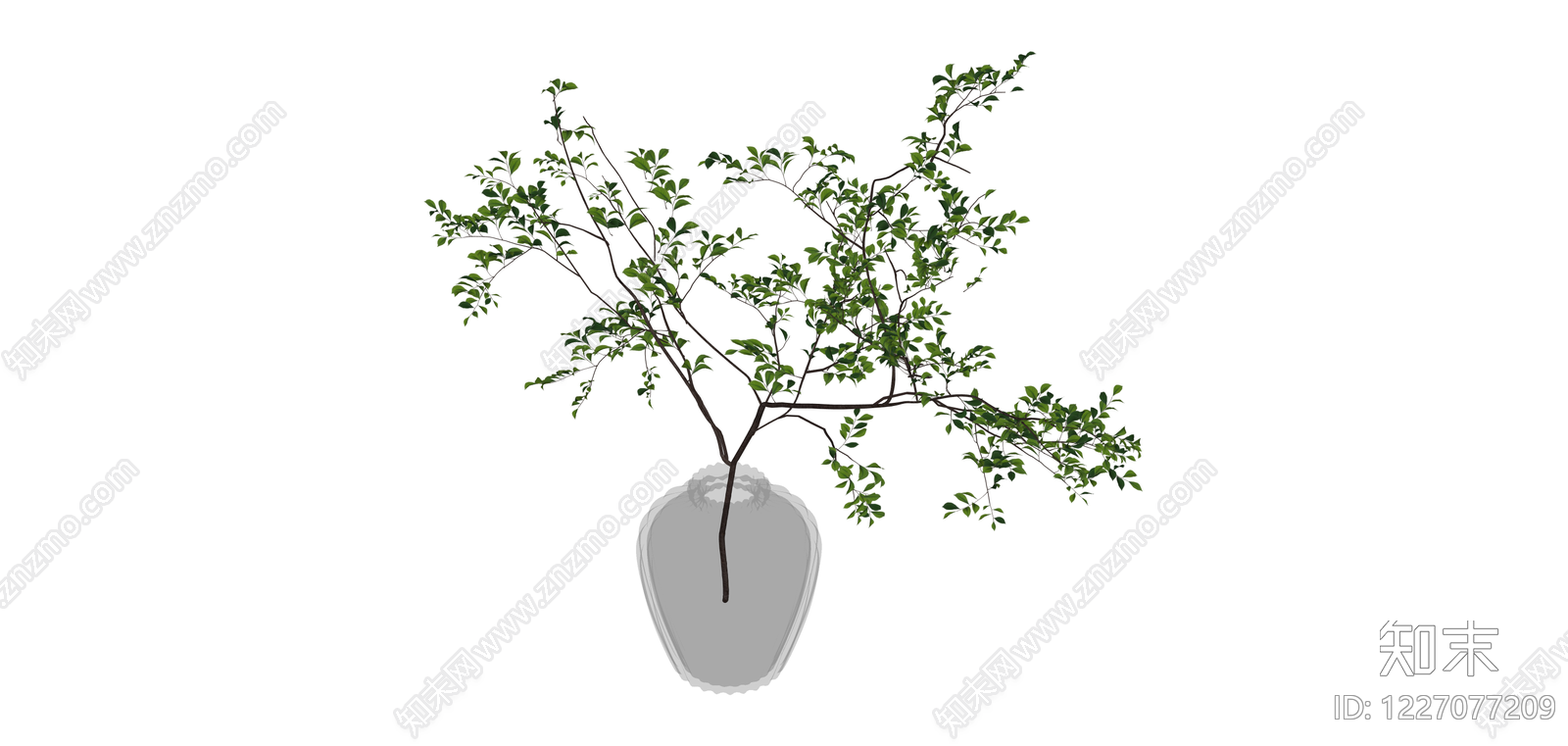 带盆绿植盆栽SU模型下载【ID:1227077209】