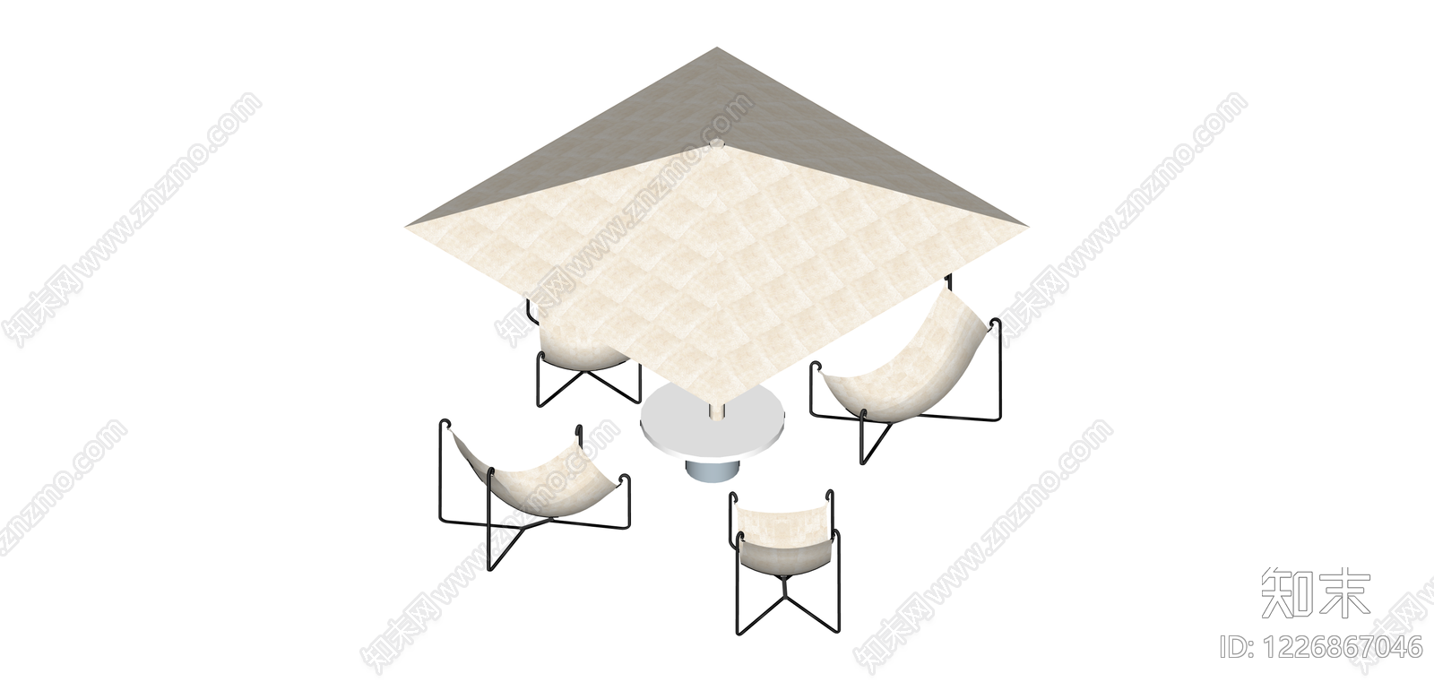户外遮阳伞四椅组合SU模型下载【ID:1226867046】