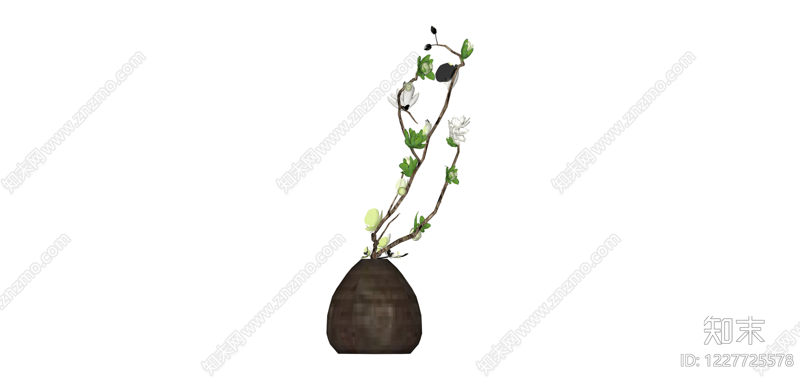 瓶插花卉植物组合SU模型下载【ID:1227725578】