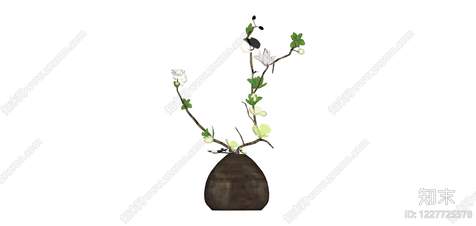 瓶插花卉植物组合SU模型下载【ID:1227725578】