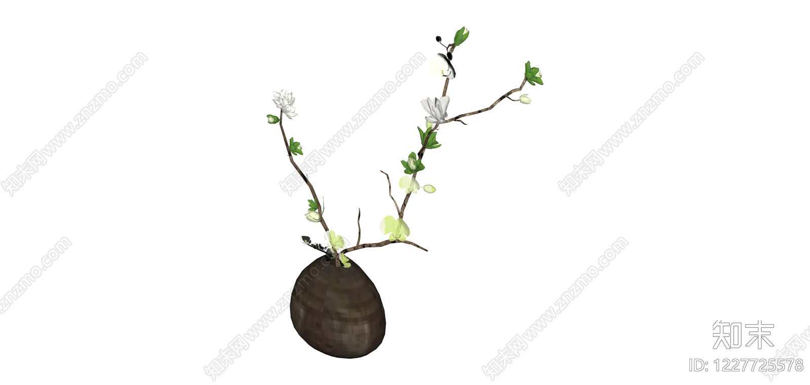 瓶插花卉植物组合SU模型下载【ID:1227725578】