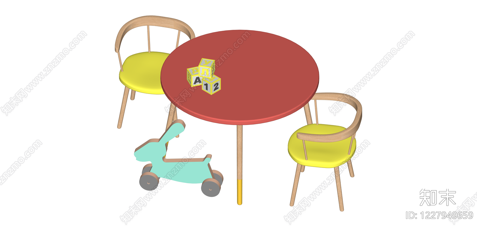 儿童桌椅玩具组合SU模型下载【ID:1227949659】