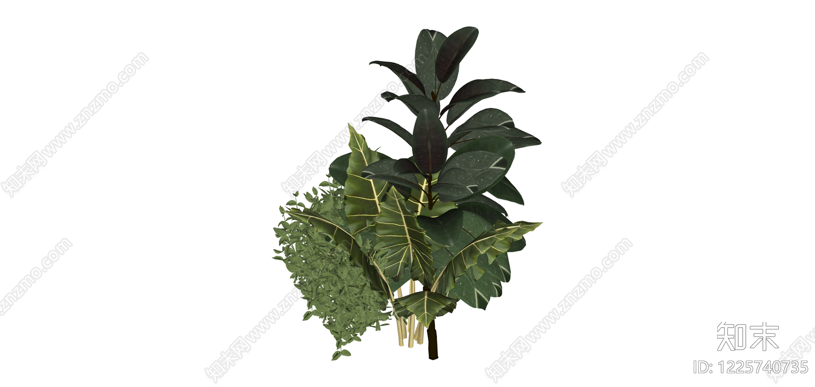 组合盆栽绿植模型SU模型下载【ID:1225740735】