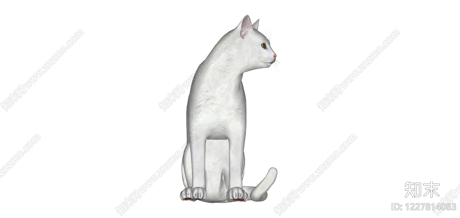 白色坐姿猫咪模型SU模型下载【ID:1227814083】