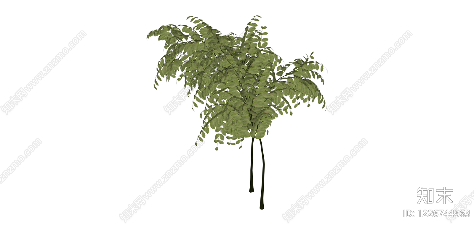 双杆绿叶景观树SU模型下载【ID:1226744563】