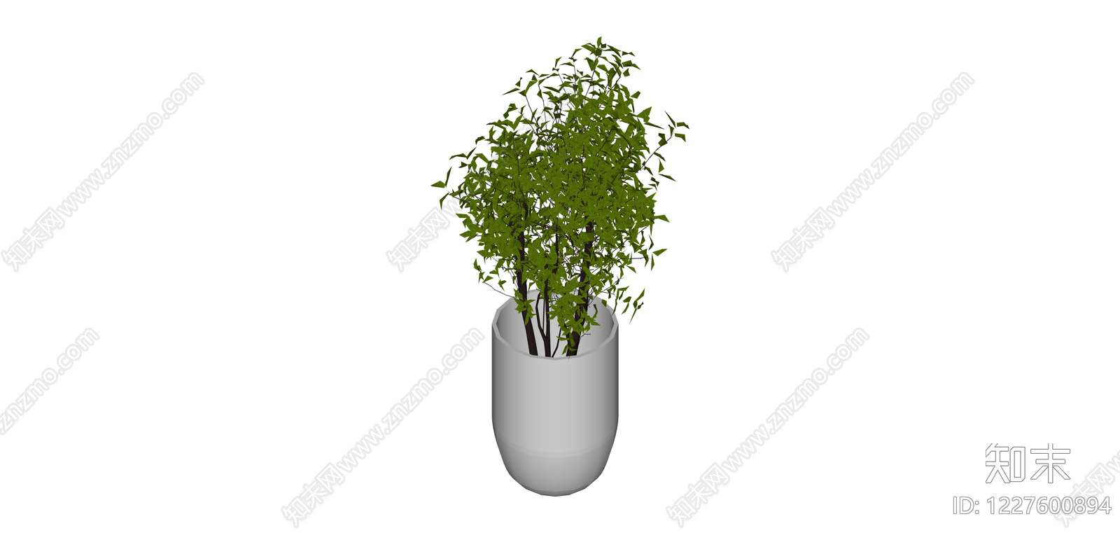 白色花盆绿植组合SU模型下载【ID:1227600894】