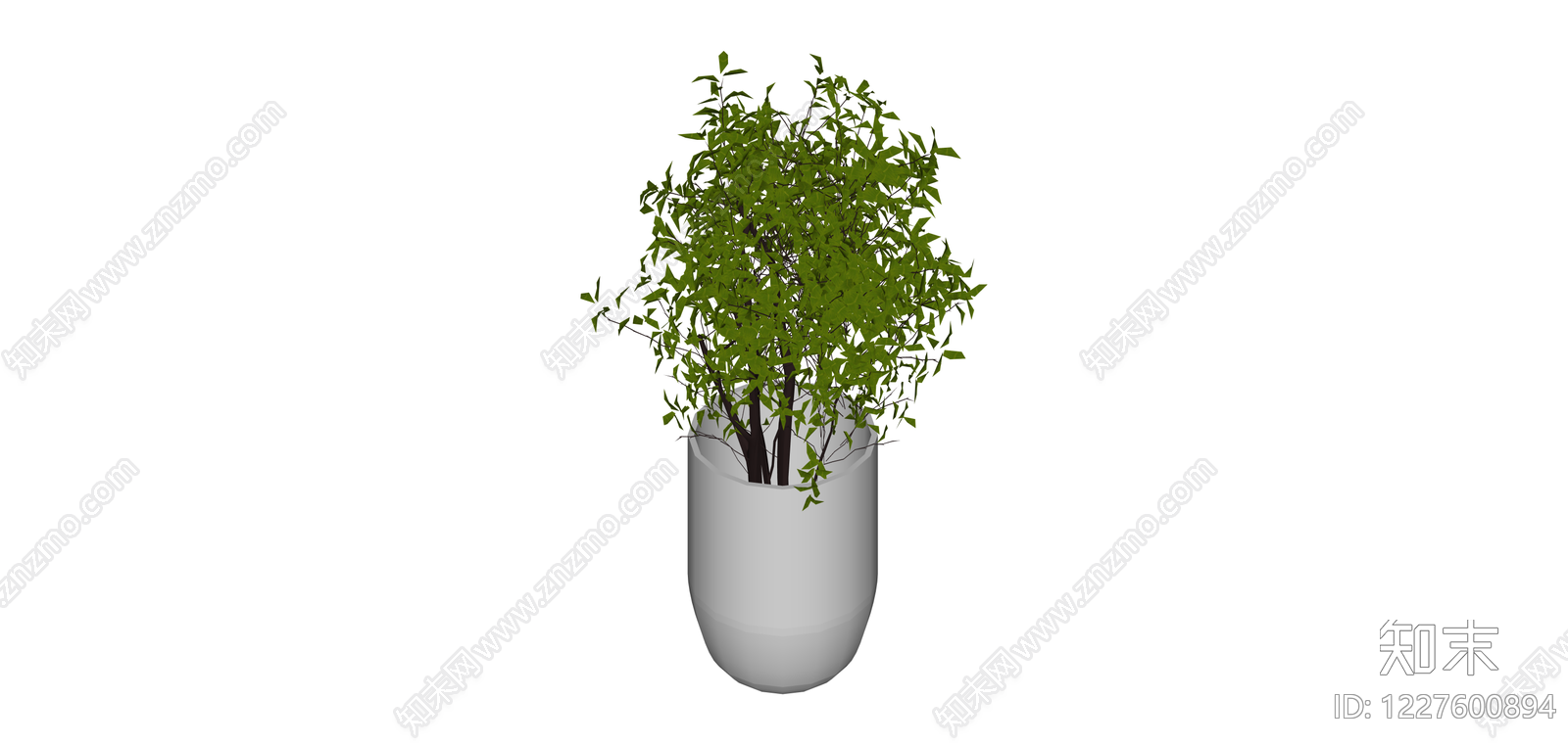 白色花盆绿植组合SU模型下载【ID:1227600894】