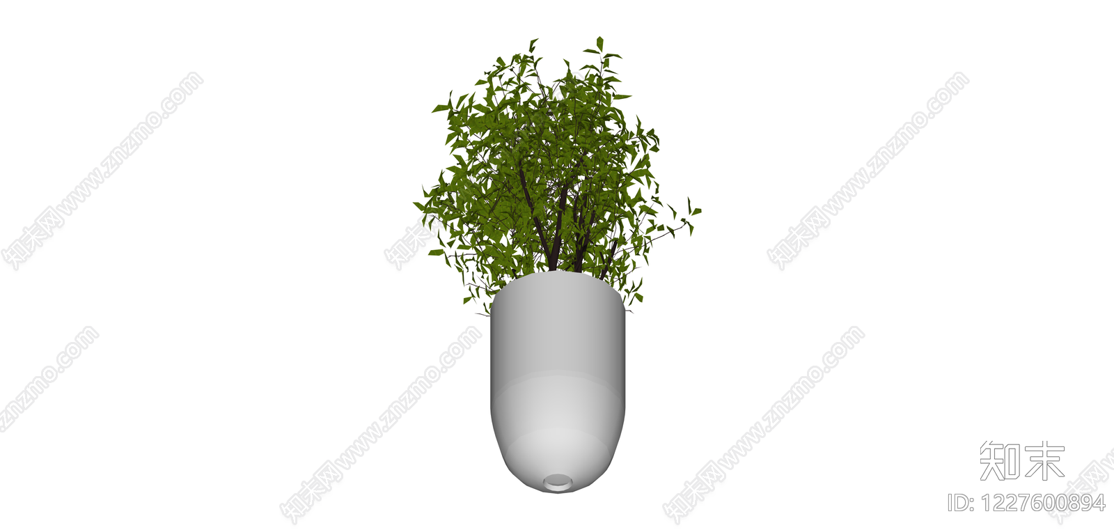 白色花盆绿植组合SU模型下载【ID:1227600894】