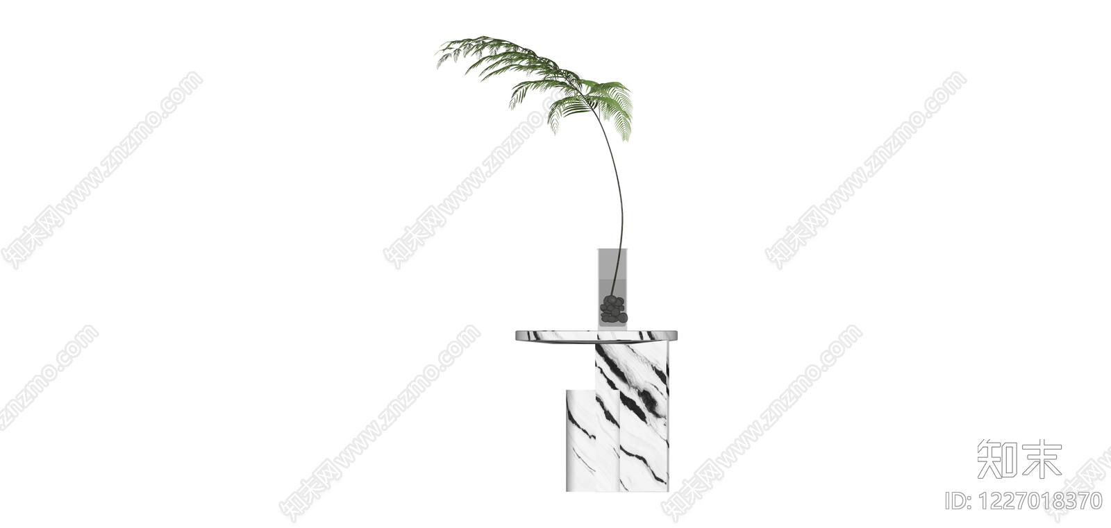 大理石边几配绿植SU模型下载【ID:1227018370】