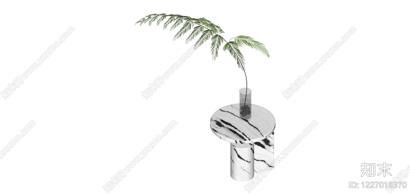 大理石边几配绿植SU模型下载【ID:1227018370】