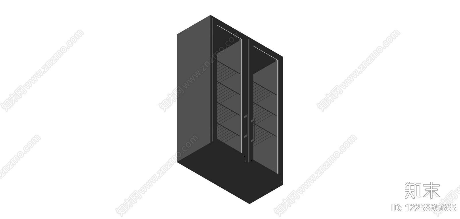 黑色双门玻璃展示柜SU模型下载【ID:1225895665】
