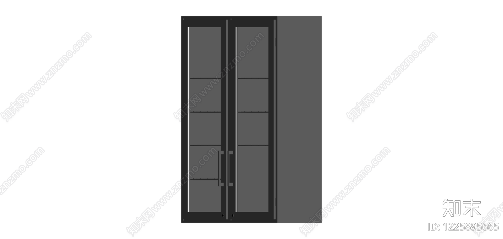 黑色双门玻璃展示柜SU模型下载【ID:1225895665】