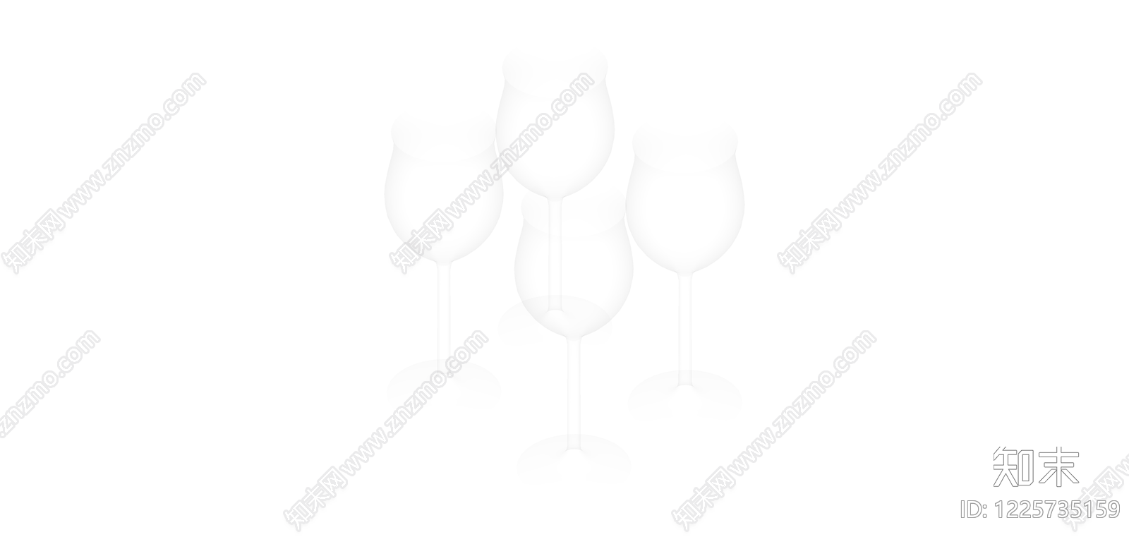白色高脚酒杯SU模型下载【ID:1225735159】