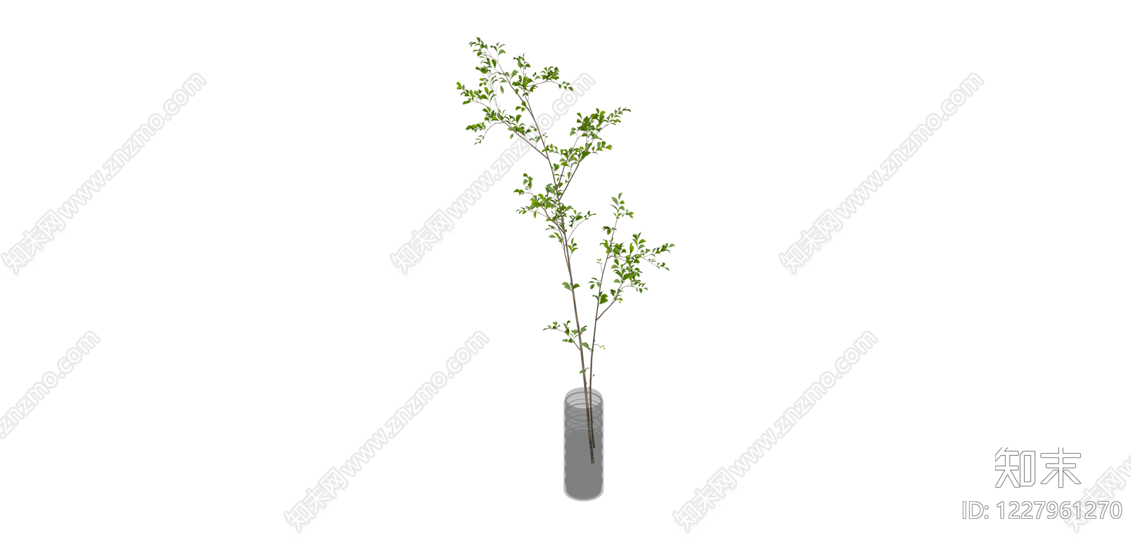 玻璃花瓶插枝绿植SU模型下载【ID:1227961270】