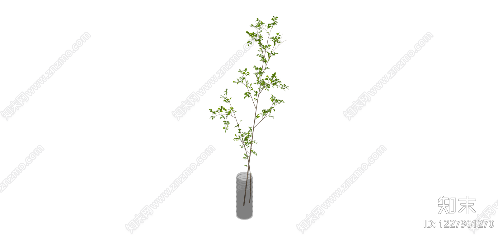 玻璃花瓶插枝绿植SU模型下载【ID:1227961270】