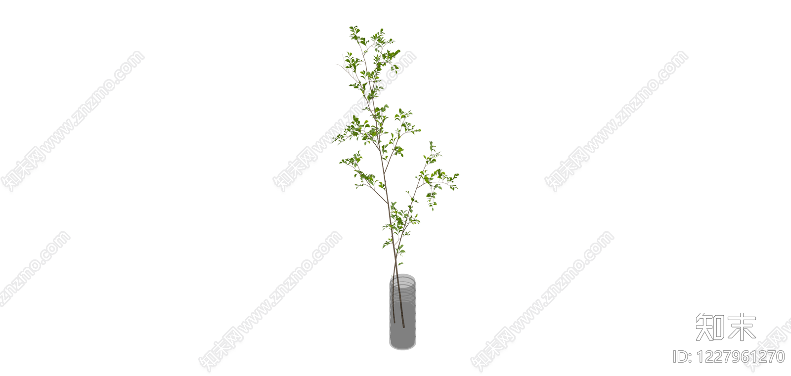玻璃花瓶插枝绿植SU模型下载【ID:1227961270】
