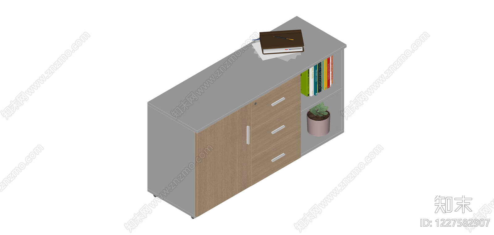 木纹办公储物柜SU模型下载【ID:1227582907】