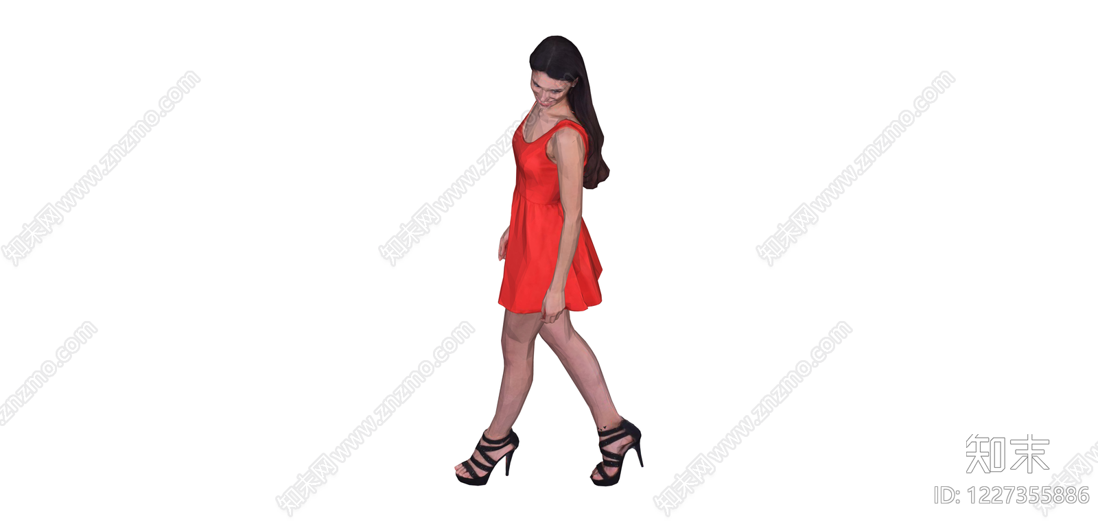 红裙女性人物模型SU模型下载【ID:1227355886】