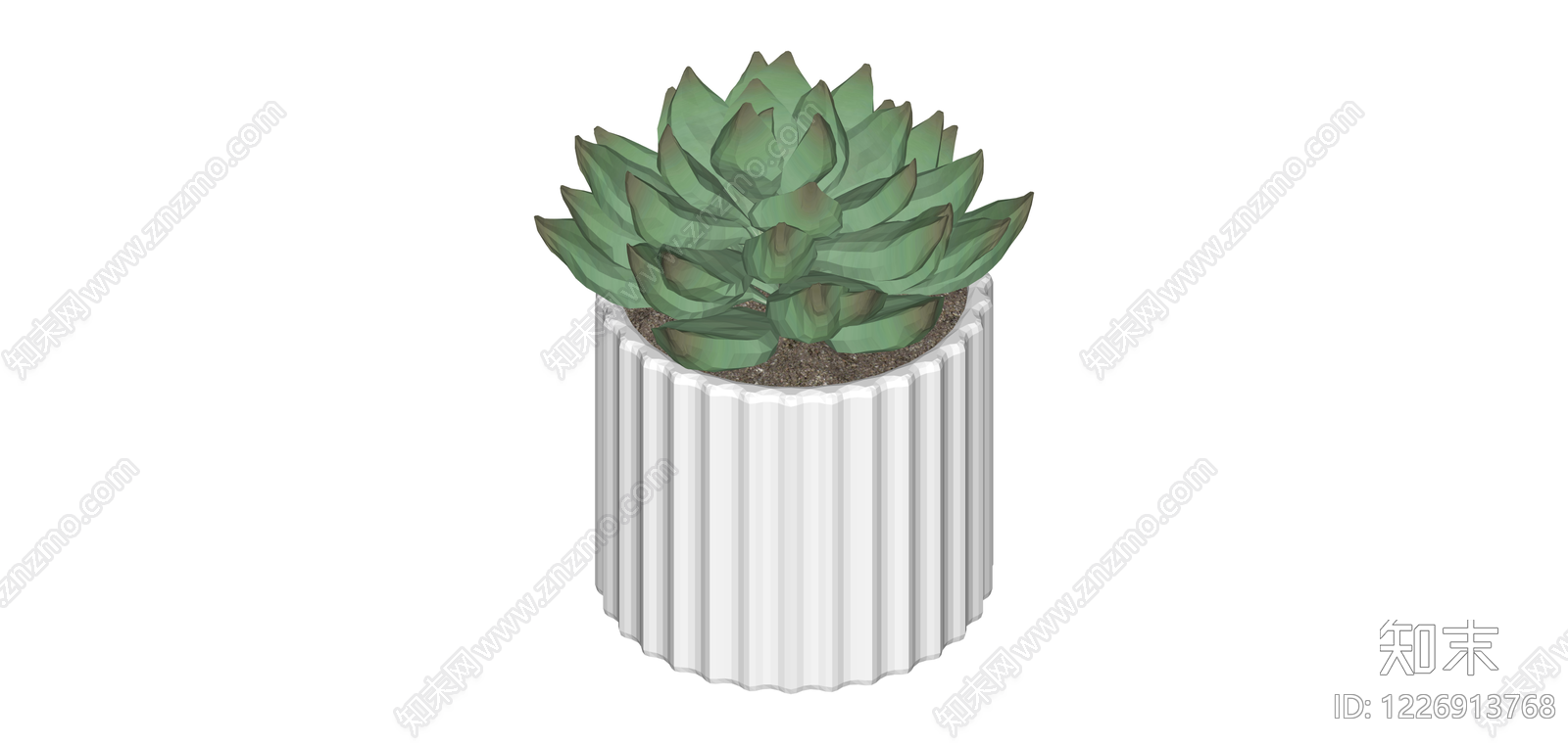 白色竖纹盆栽植物SU模型下载【ID:1226913768】