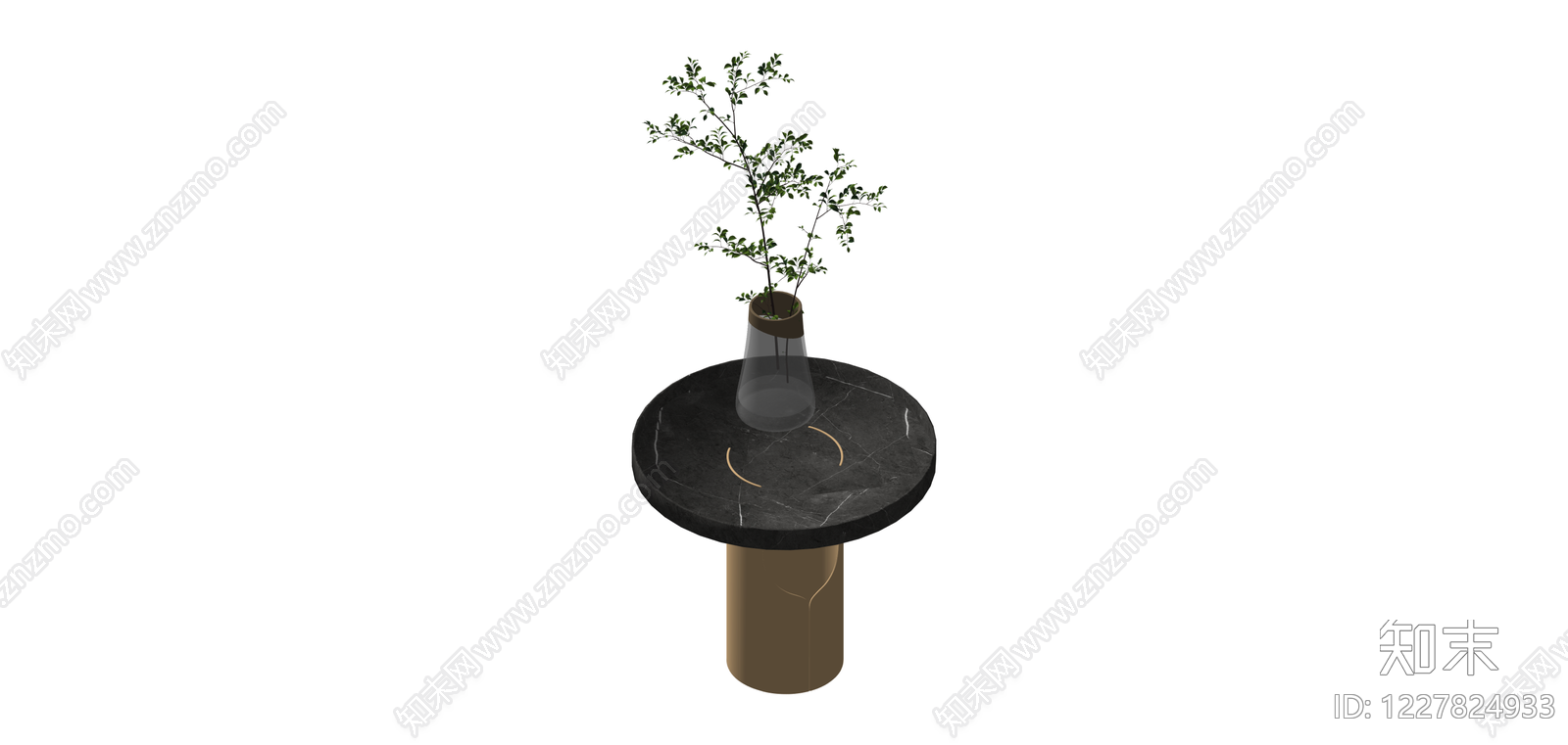 大理石边几配花瓶SU模型下载【ID:1227824933】