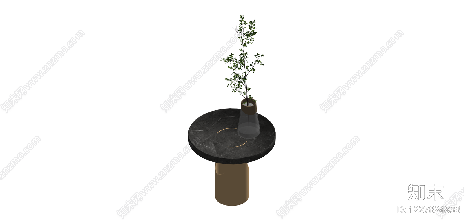 大理石边几配花瓶SU模型下载【ID:1227824933】