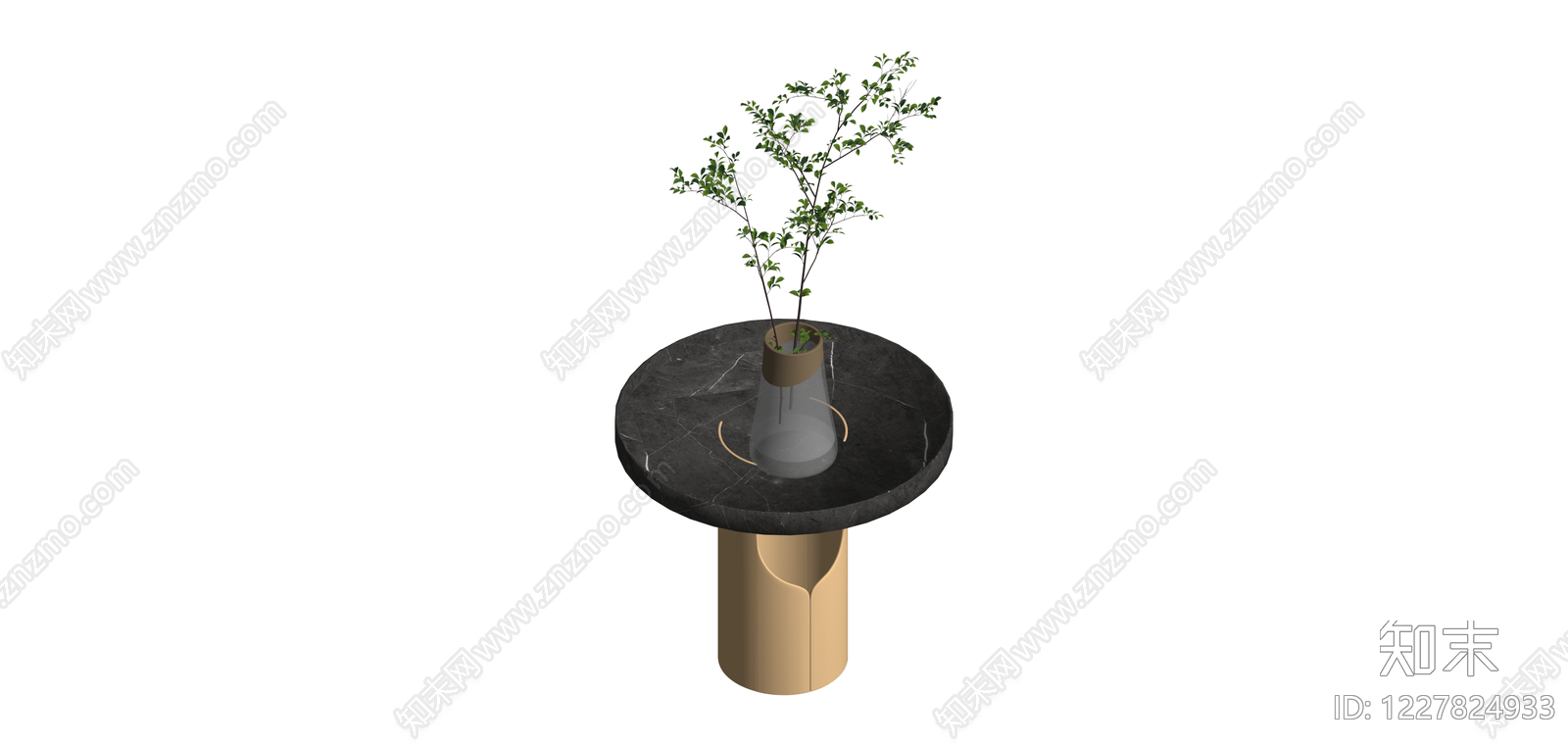 大理石边几配花瓶SU模型下载【ID:1227824933】
