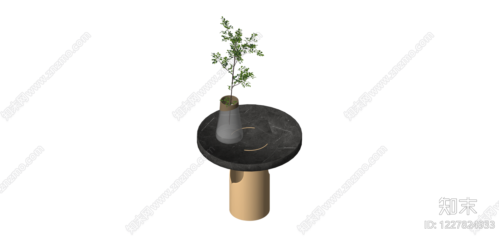 大理石边几配花瓶SU模型下载【ID:1227824933】