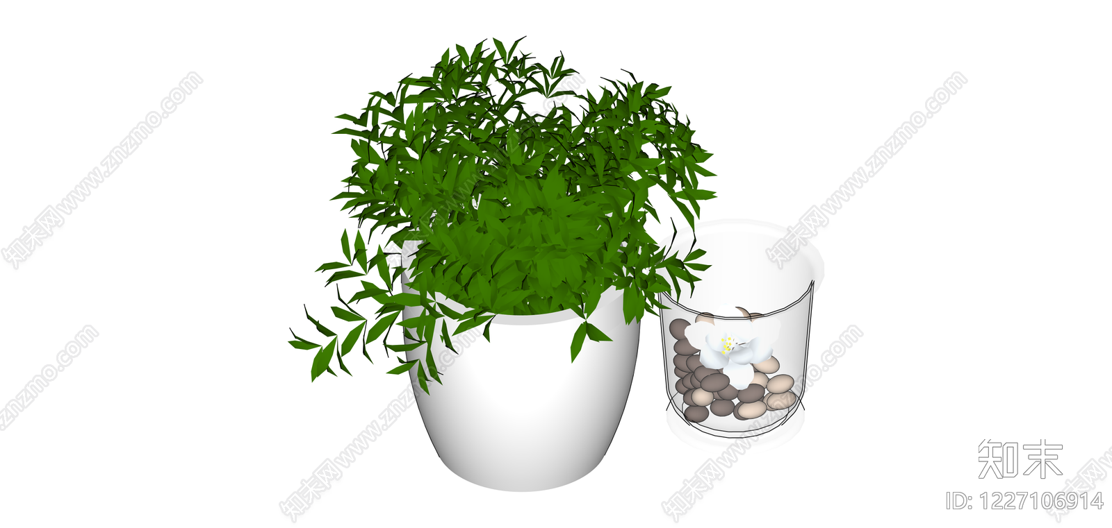 绿植盆栽组合SU模型下载【ID:1227106914】