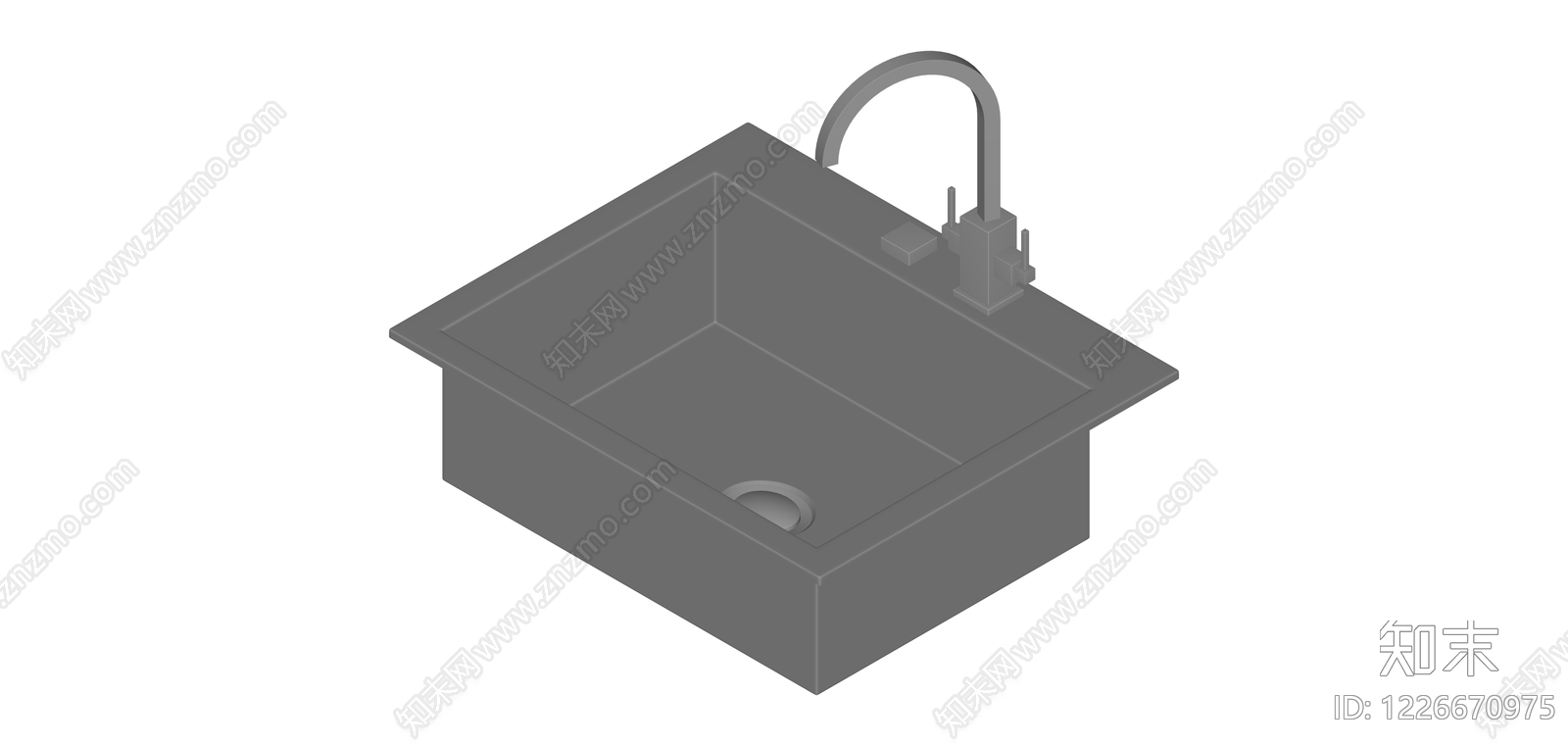 单槽厨房水槽龙头组件SU模型下载【ID:1226670975】