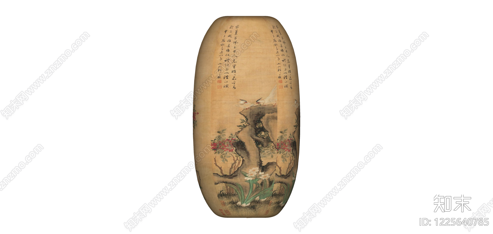中式绘画装饰花瓶SU模型下载【ID:1225640785】