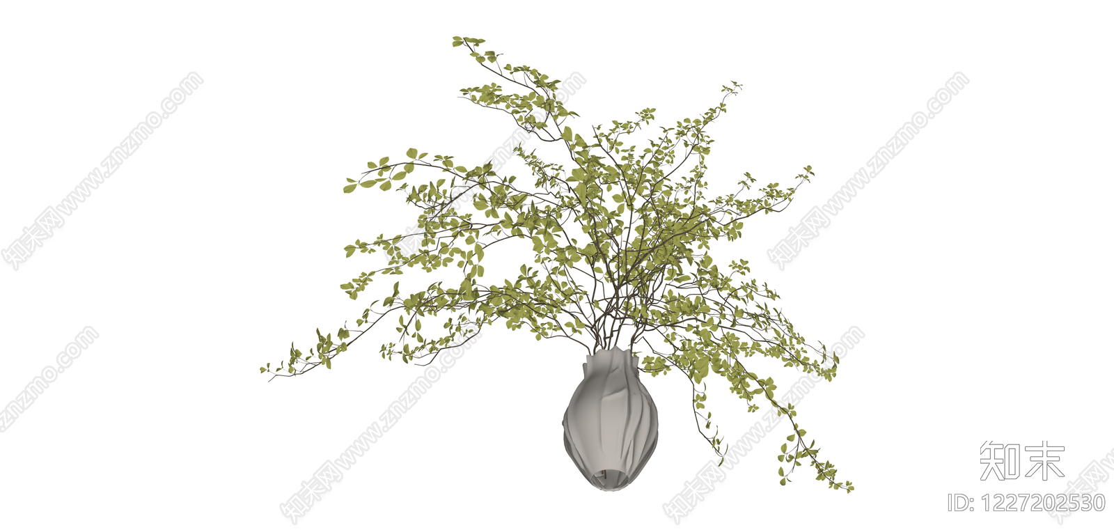 绿叶植物花瓶组合SU模型下载【ID:1227202530】