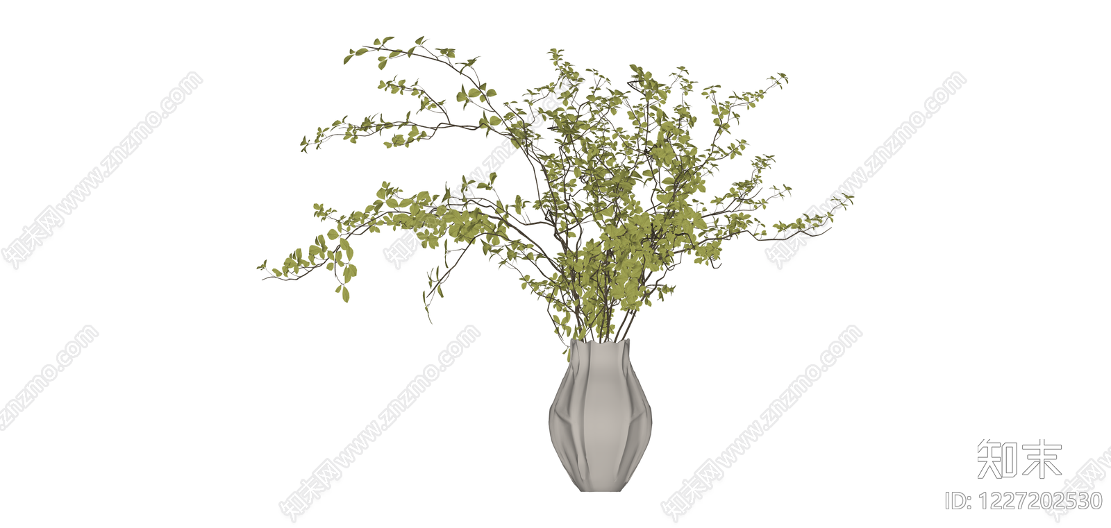 绿叶植物花瓶组合SU模型下载【ID:1227202530】