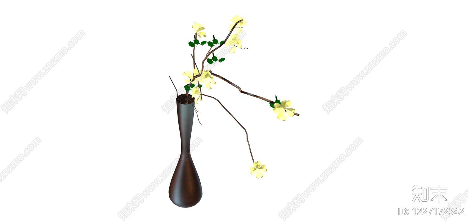 深色花瓶配黄色花艺SU模型下载【ID:1227172342】