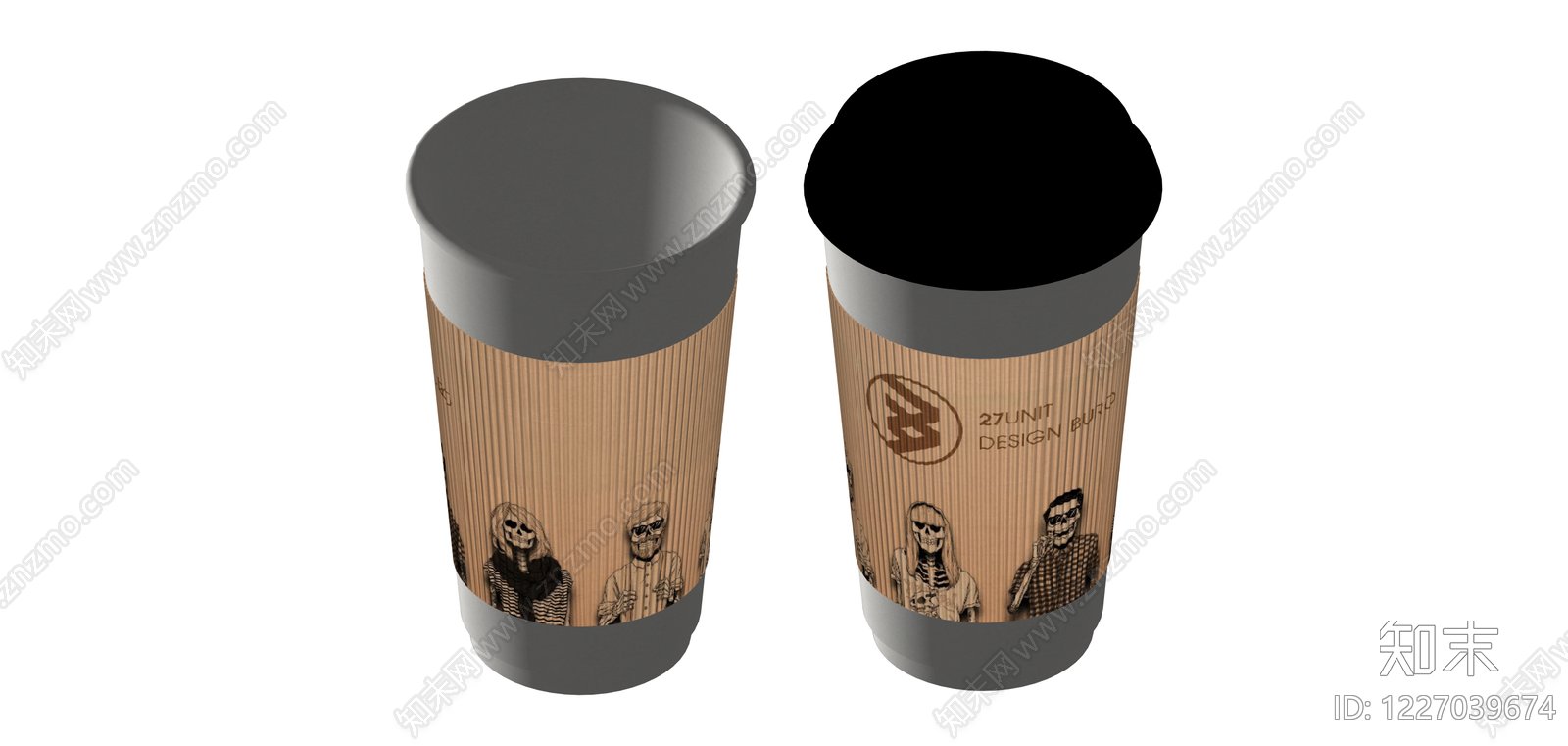 骷髅插画咖啡杯组件SU模型下载【ID:1227039674】