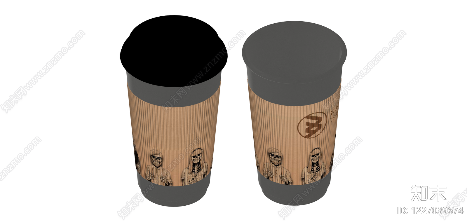 骷髅插画咖啡杯组件SU模型下载【ID:1227039674】