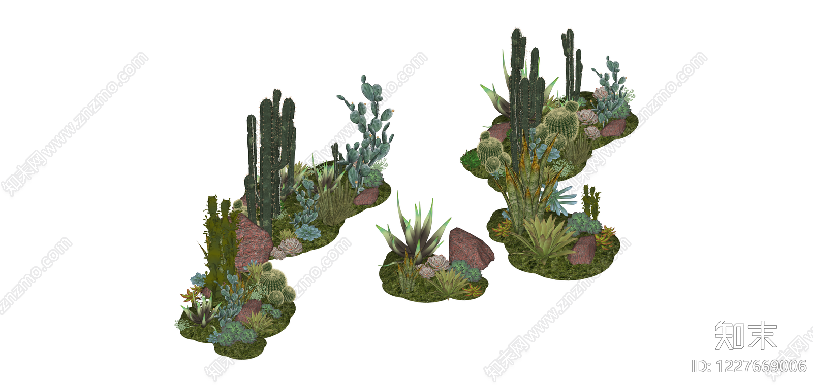 沙漠景观植物组合SU模型下载【ID:1227669006】
