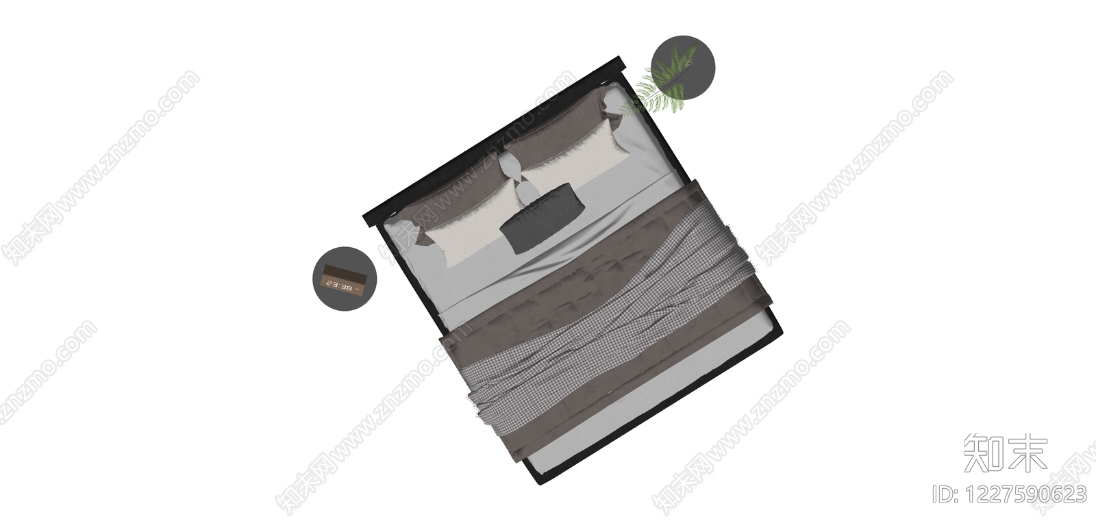 现代双人床组合家具SU模型下载【ID:1227590623】