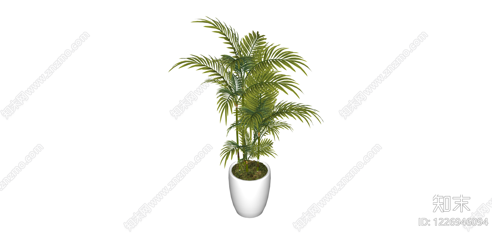 白色花盆绿植盆栽SU模型下载【ID:1226946094】