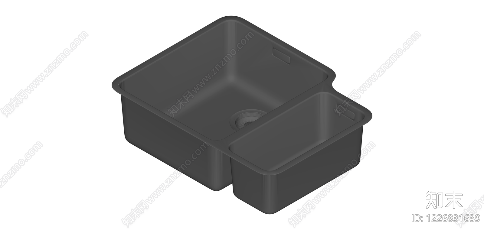 双槽厨房水槽组件SU模型下载【ID:1226831639】