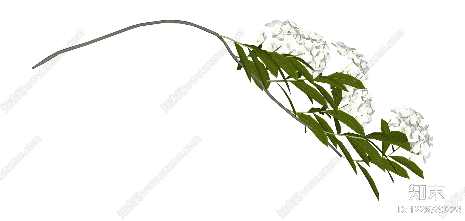 白色花艺枝条组件SU模型下载【ID:1226780228】