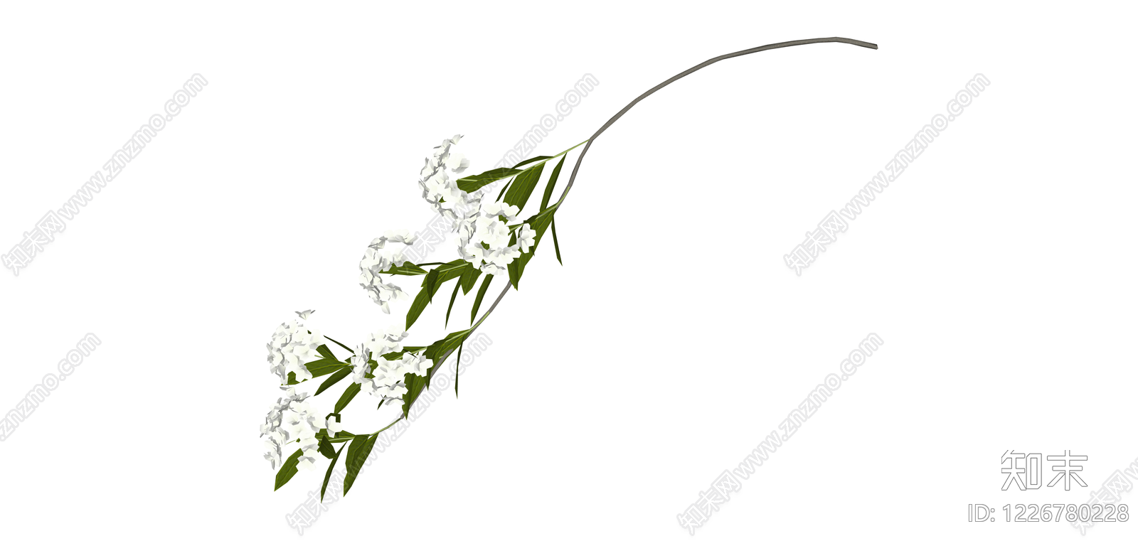 白色花艺枝条组件SU模型下载【ID:1226780228】
