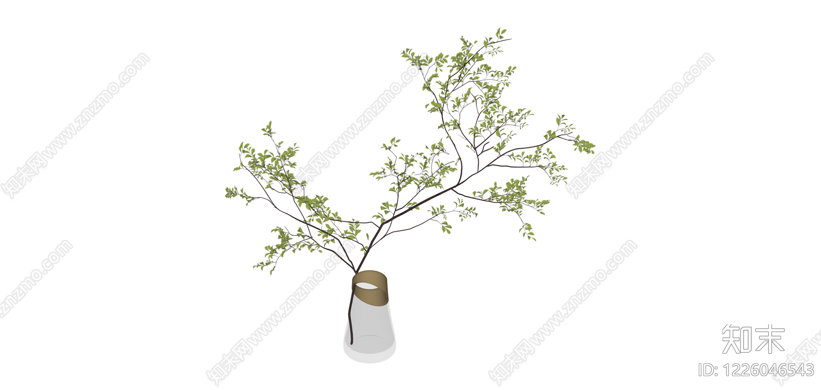 玻璃花瓶绿植花艺SU模型下载【ID:1226046543】