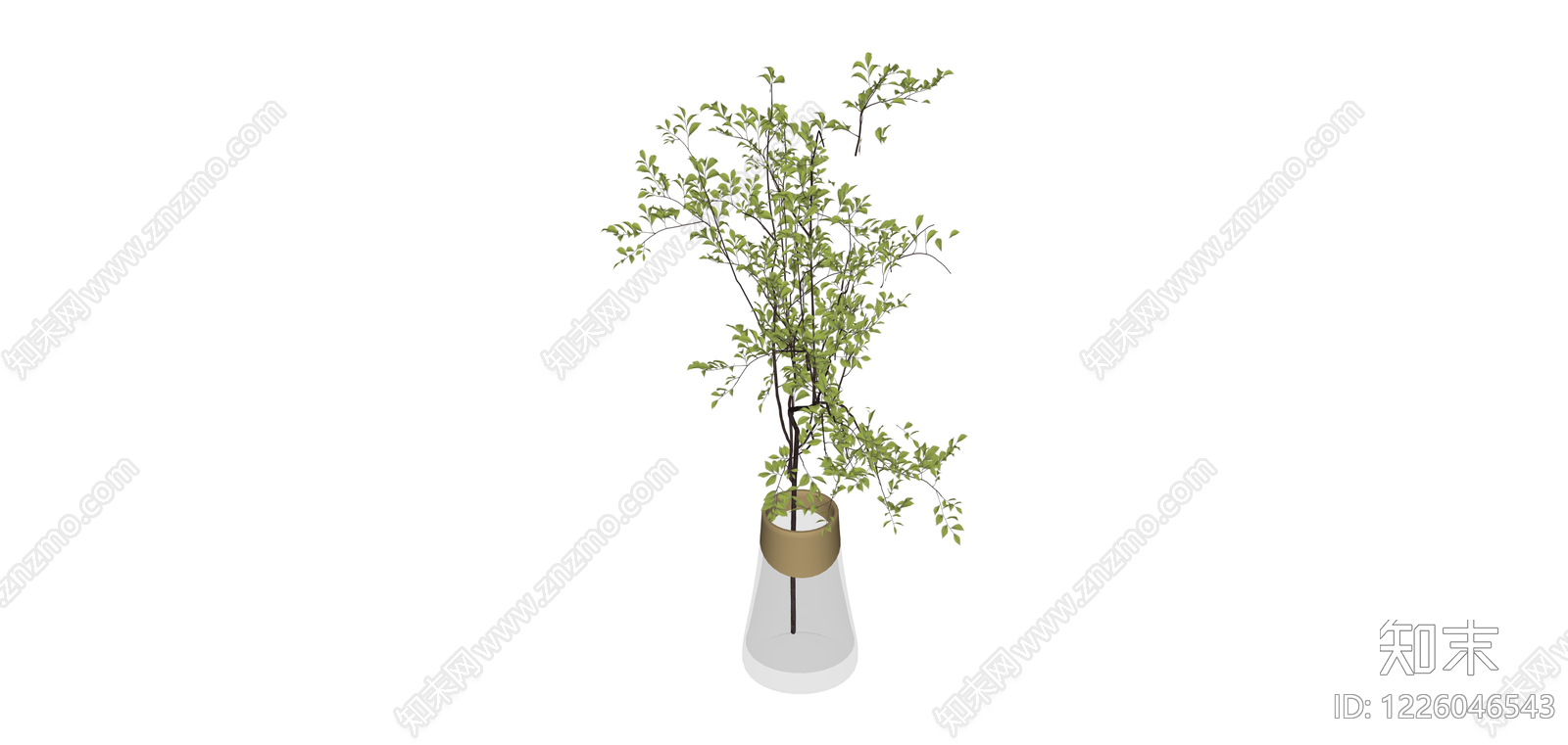 玻璃花瓶绿植花艺SU模型下载【ID:1226046543】
