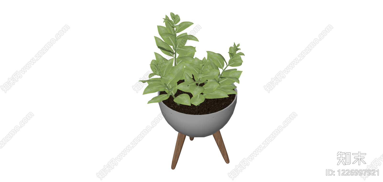 灰色三脚架盆栽植物SU模型下载【ID:1226997921】