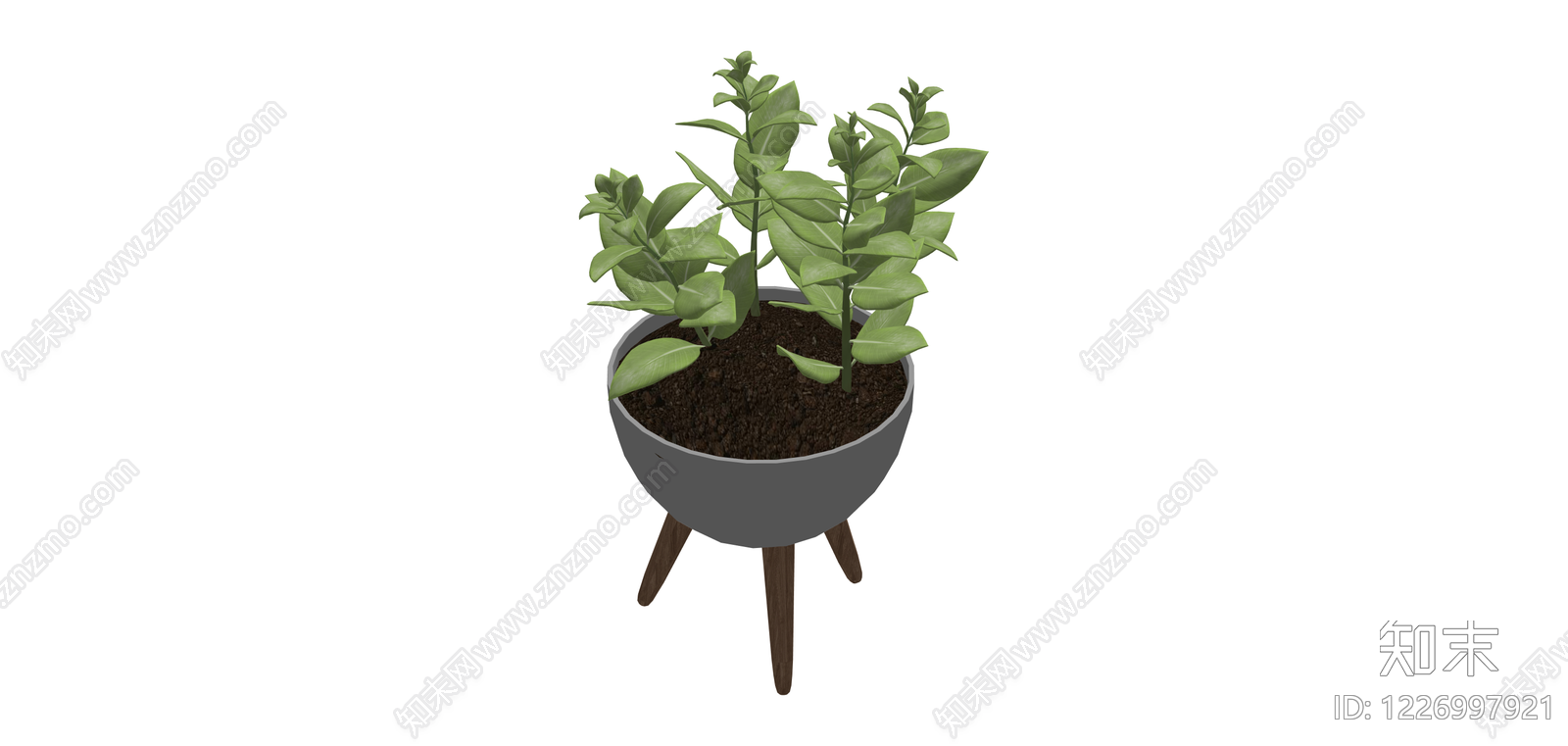 灰色三脚架盆栽植物SU模型下载【ID:1226997921】