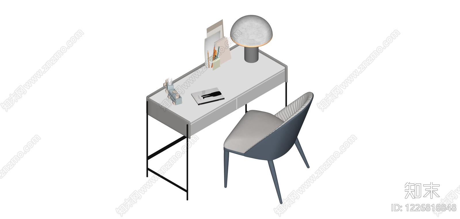 现代简约书桌椅子组合SU模型下载【ID:1226818848】