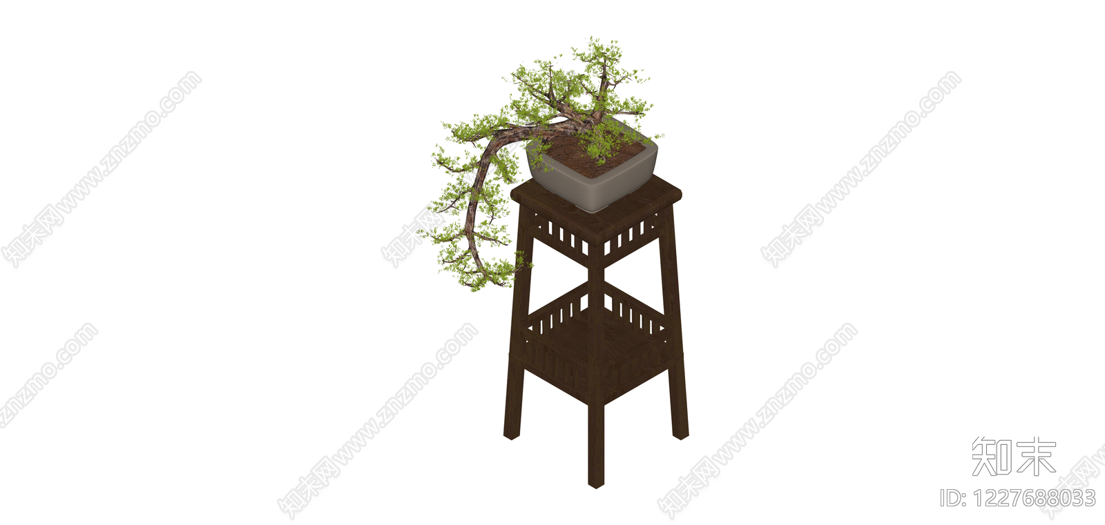 盆景盆栽配高脚架SU模型下载【ID:1227688033】