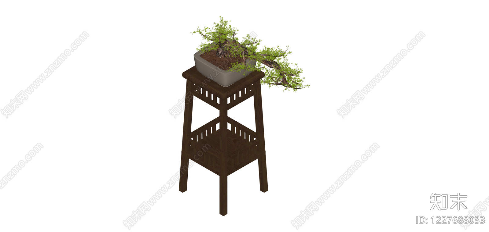 盆景盆栽配高脚架SU模型下载【ID:1227688033】